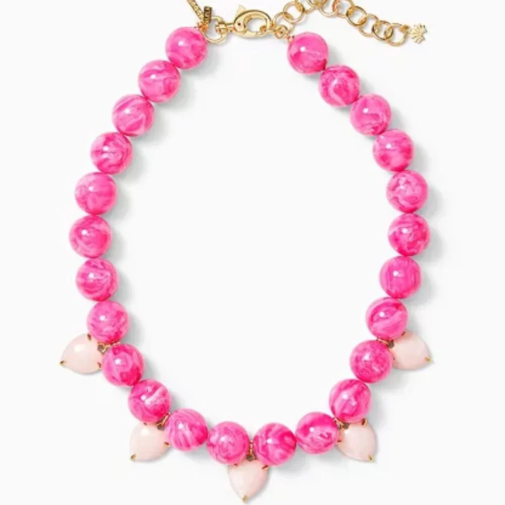LILLY PULITZER x Lele Heart Country Club Necklace Passionfruit Pink - Picture 3 of 14